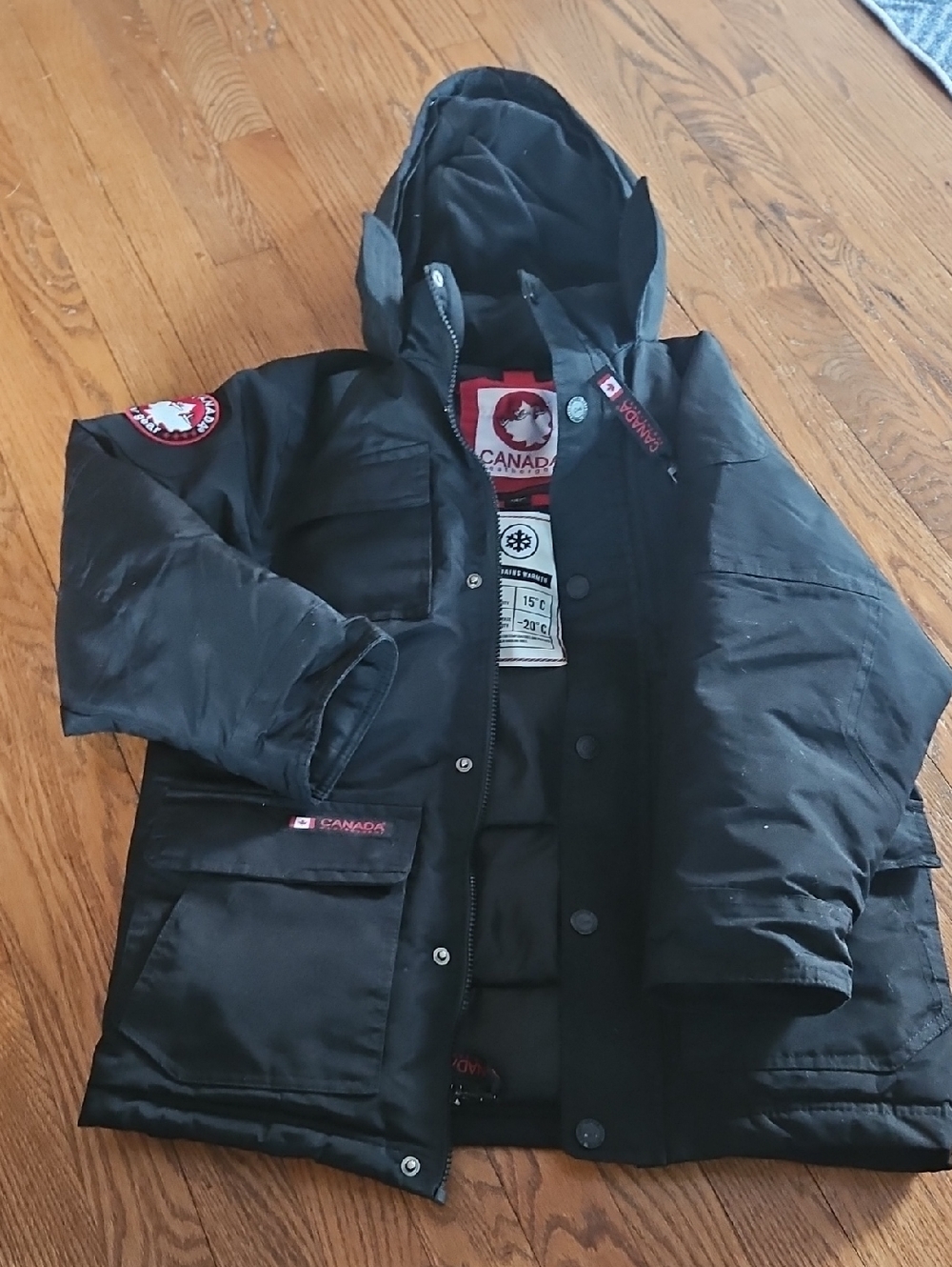 Canada Weathergear Weatherproof Black Parka Jacket with Hood Size Small (8) Kids